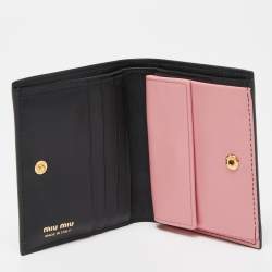 Miu Miu Black/Pink Leather Bow Flap Card Case