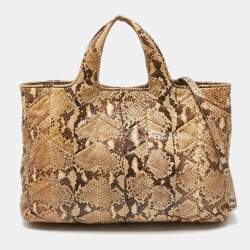 Miu Miu Beige/Brown Snakeskin Shopper Tote