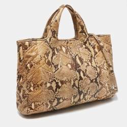 Miu Miu Beige/Brown Snakeskin Shopper Tote