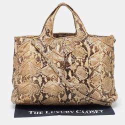 Miu Miu Beige/Brown Snakeskin Shopper Tote
