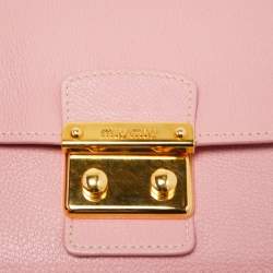 Miu Miu Pink Leather Pushlock Flap Top Handle Bag
