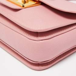 Miu Miu Pink Leather Pushlock Flap Top Handle Bag