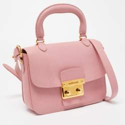 Miu Miu Pink Leather Pushlock Flap Top Handle Bag