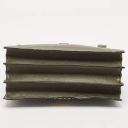 Miu Miu Green/Black Madras Leather Pushlock Flap Top Handle Bag