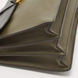 Miu Miu Green/Black Madras Leather Pushlock Flap Top Handle Bag