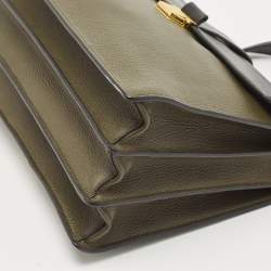 Miu Miu Green/Black Madras Leather Pushlock Flap Top Handle Bag
