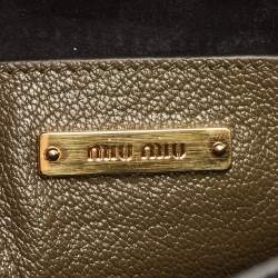 Miu Miu Green/Black Madras Leather Pushlock Flap Top Handle Bag