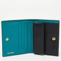 Miu Miu Green Karung Leather Flap Card Case 