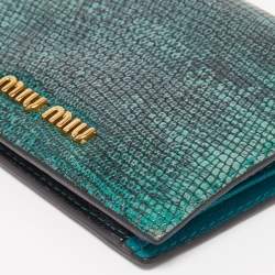 Miu Miu Green Karung Leather Flap Card Case 