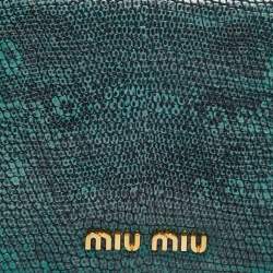 Miu Miu Green Karung Leather Flap Card Case 