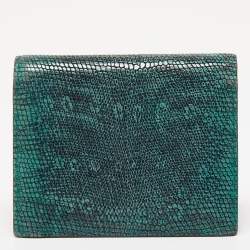 Miu Miu Green Karung Leather Flap Card Case 