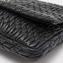 Miu Miu Black Matelassé Leather Crystals Chain Shoulder Bag