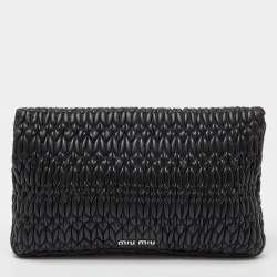 Miu Miu Black Matelassé Leather Crystals Chain Shoulder Bag