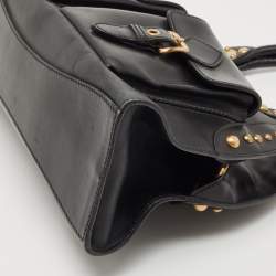 Pre Owned Miu Miu Black Leather Studded Pocket Satchel