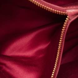 Pre Owned Miu Miu Light Red Matelassé Shine Leather Tote