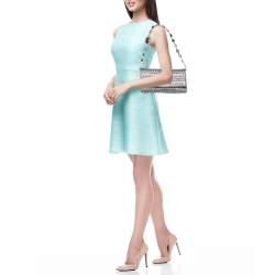 Miu Miu Metallic Silver Matelasse Leather Crystal Shoulder Bag