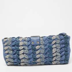 Miu Miu Blue/Grey Leather Wristlet Clutch