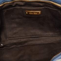 Miu Miu Blue/Grey Leather Wristlet Clutch