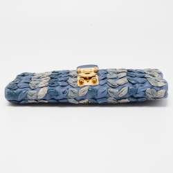 Miu Miu Blue/Grey Leather Wristlet Clutch