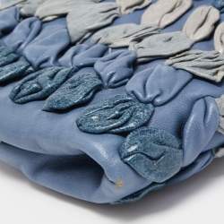 Miu Miu Blue/Grey Leather Wristlet Clutch