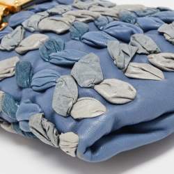 Miu Miu Blue/Grey Leather Wristlet Clutch