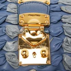 Miu Miu Blue/Grey Leather Wristlet Clutch