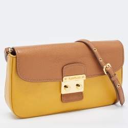 Miu Miu Tan/Yellow Madras Leather Shoulder Bag