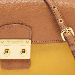 Miu Miu Tan/Yellow Madras Leather Shoulder Bag