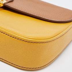Miu Miu Tan/Yellow Madras Leather Shoulder Bag