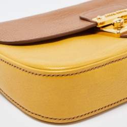Miu Miu Tan/Yellow Madras Leather Shoulder Bag
