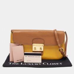 Miu Miu Tan/Yellow Madras Leather Shoulder Bag