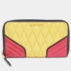 Miu Miu Tri Color Mixed Quilted Leather Zip Around Continental Wallet