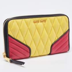 Miu Miu Tri Color Mixed Quilted Leather Zip Around Continental Wallet