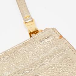 Miu Miu Metallic Gold Leather Madras Zip Card Case