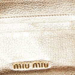 Miu Miu Metallic Gold Leather Madras Zip Card Case
