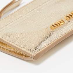 Miu Miu Metallic Gold Leather Madras Zip Card Case