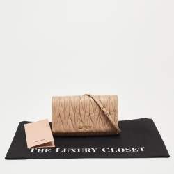 Miu Miu Beige Matelassé Leather Crossbody Bag