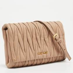 Miu Miu Beige Matelassé Leather Crossbody Bag