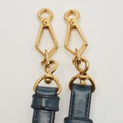 Pre Owned Miu Miu Navy Blue Matelassé Leather Braided Handle Tote