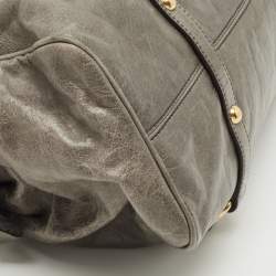 Miu Miu Grey Vitello Lux Leather Side Bow Bag