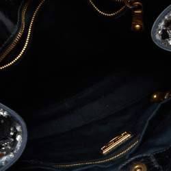 Pre Owned Miu Miu Silver/Black Sequins and Leather Tote