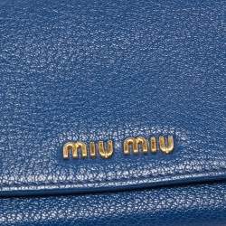 Pre Owned Miu Miu Blue Leather Flap Continental Wallet
