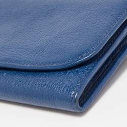 Pre Owned Miu Miu Blue Leather Flap Continental Wallet