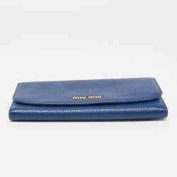 Pre Owned Miu Miu Blue Leather Flap Continental Wallet