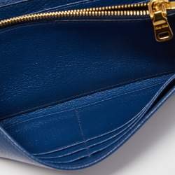 Pre Owned Miu Miu Blue Leather Flap Continental Wallet