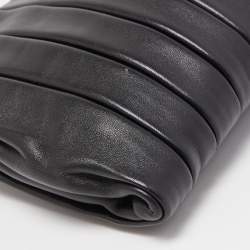 Pre Owned Miu Miu Black Pleated Striped Leather Clutch