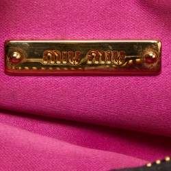 Pre Owned Miu Miu Black Pleated Striped Leather Clutch