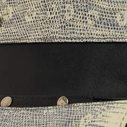 Miu Miu Cream/Black Lizard Embossed Leather Crystal Embellished Dahlia Crossbody Bag