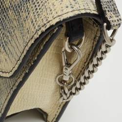 Miu Miu Cream/Black Lizard Embossed Leather Crystal Embellished Dahlia Crossbody Bag