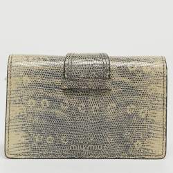 Miu Miu Cream/Black Lizard Embossed Leather Crystal Embellished Dahlia Crossbody Bag